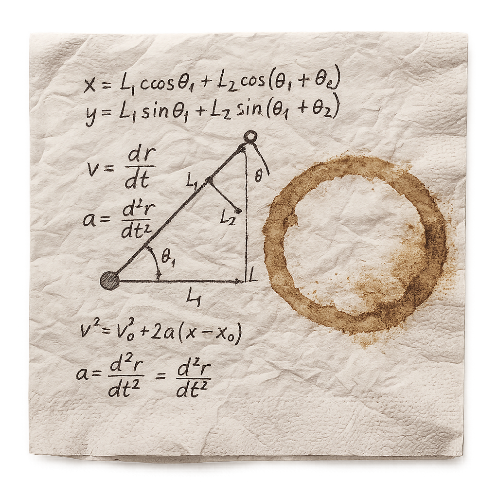 Fórmulas y cinemática en una servilleta